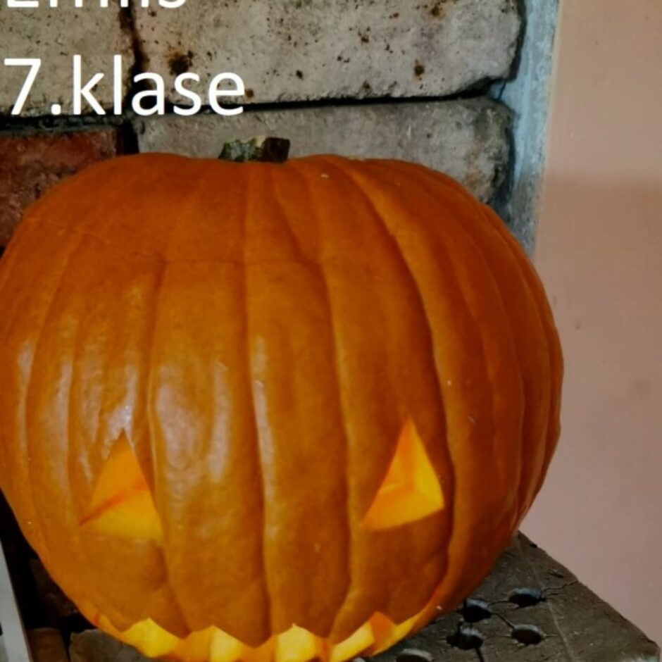 Izgrebts ķirbis - skolēna darbs