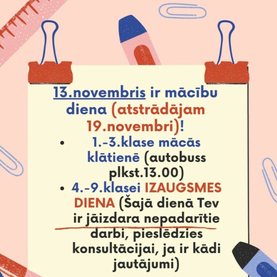 Garozas pamatskolas Izaugsmes diena 13.novembris afiša