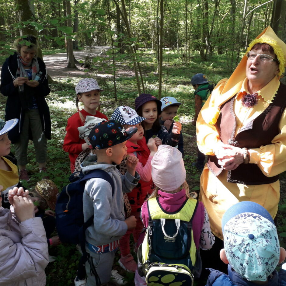 Rūķu mamma bērnus iepazīstina ar zaķskābenēm.