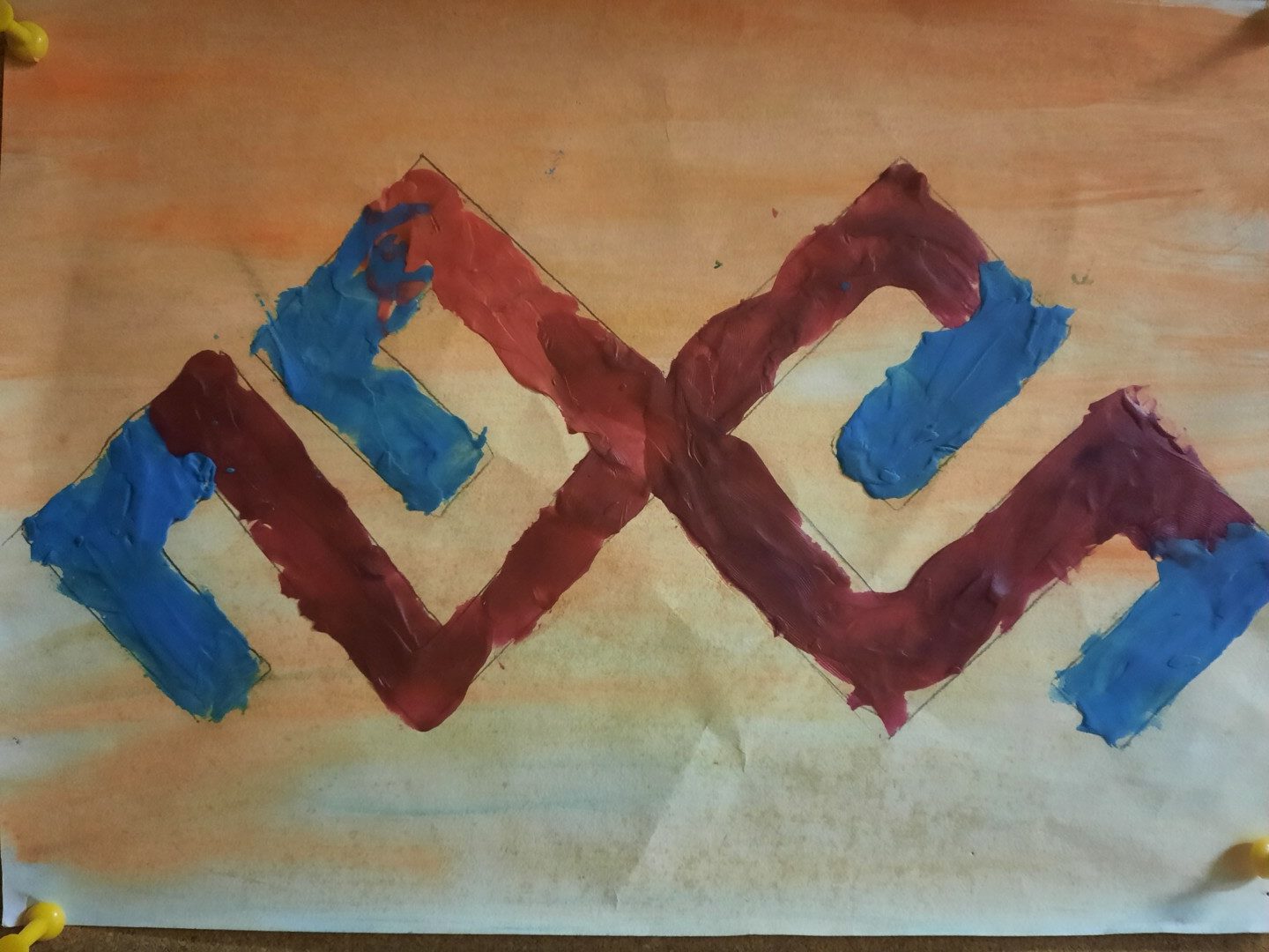 Mārtiņdienas zīme, ar plastalīnu veidota uz papīra