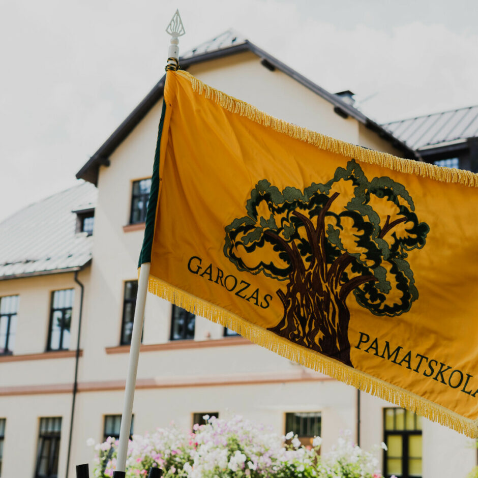Garozas pamatskolas karogs - attēlots ozols