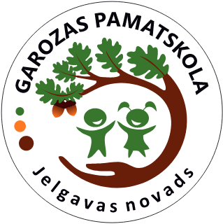 Garozas pamatskolas logo - ozola zars ar zēnu un meiteni