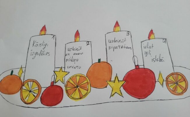 Sveces vainagā - zīmējums